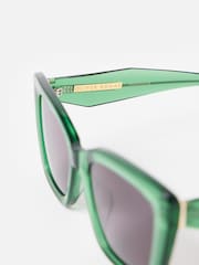 Oliver Bonas Green Square Cat Eye Acetate Sunglasses - Image 4 of 4
