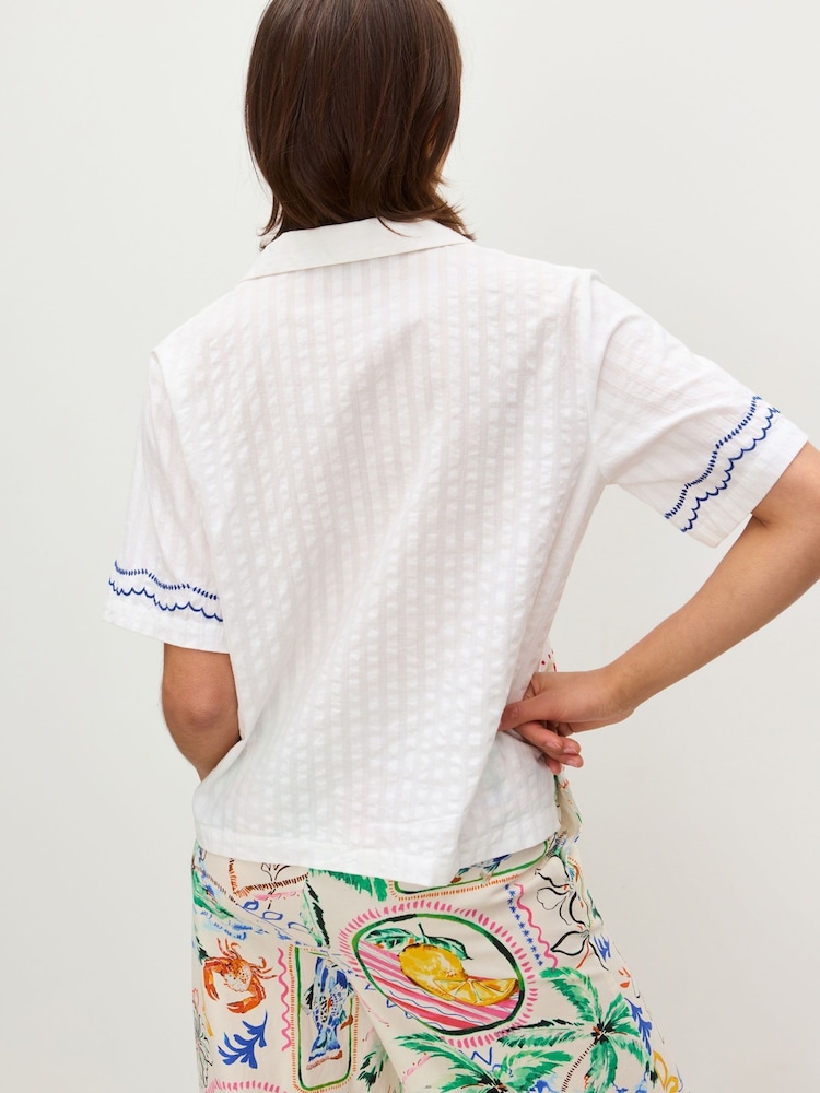 Oliver Bonas Embroidered Lemon Textured Short Sleeve 100% Cotton Shirt - Imagen 2 de 8 Oliver Bonas Embroidered Lemon Textured Short Sleeve 100% Cotton Shirt - Imagen 2 de 8