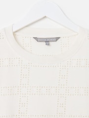 Oliver Bonas White Square Broderie 100% Cotton T-Shirt - Image 3 of 5