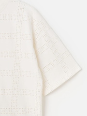 Oliver Bonas White Square Broderie 100% Cotton T-Shirt - Image 4 of 5