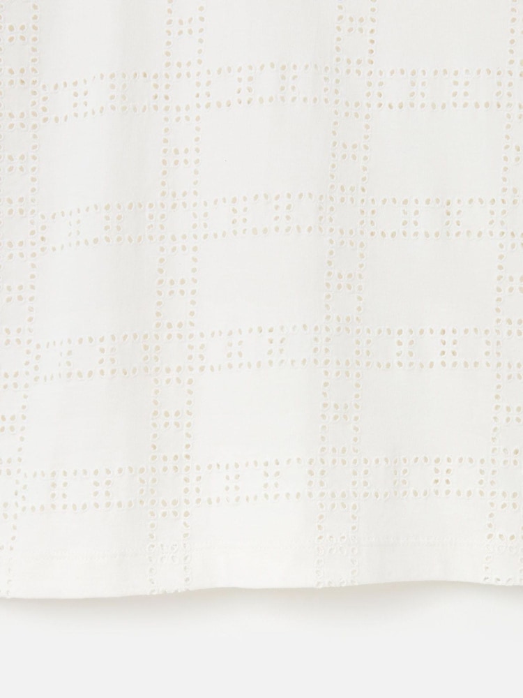 Oliver Bonas White Square Broderie 100% Cotton T-Shirt - Image 5 of 5