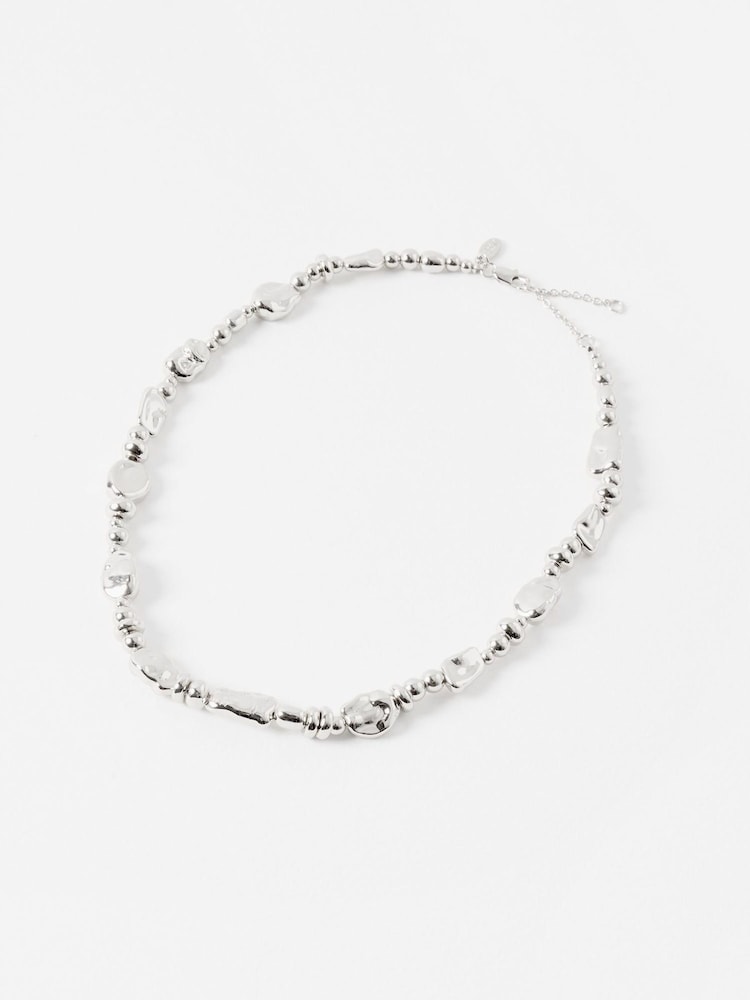 Oliver Bonas Silver Tone Charlie Bead Coloured Collar Necklace - Image 1 of 4