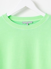 Oliver Bonas Green Washed Drop Shoulder 100% Cotton Sweatshirt - Image 6 of 6