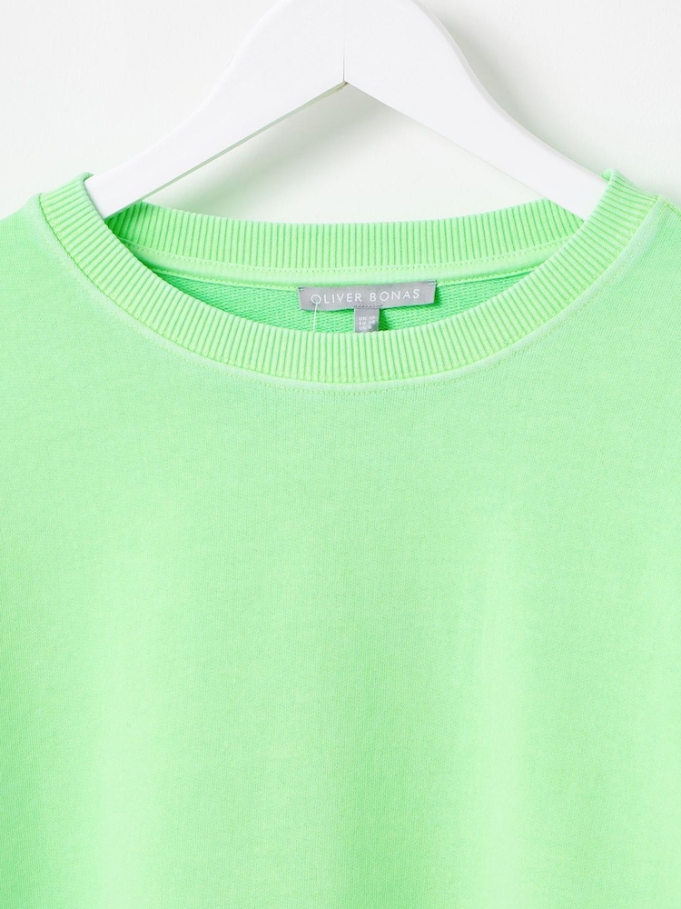 Oliver Bonas Green Washed Drop Shoulder 100% Cotton Sweatshirt - Image 6 of 6