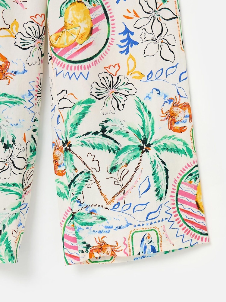 Oliver Bonas Multi Summer Tropical Print Wide Leg Trousers - Image 5 of 5