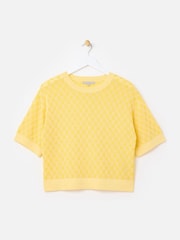 Oliver Bonas Yellow Chequerboard Knitted T-Shirt - Image 1 of 5