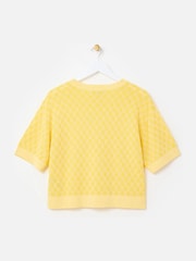 Oliver Bonas Yellow Chequerboard Knitted T-Shirt - Image 2 of 5