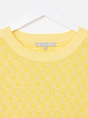 Oliver Bonas Yellow Chequerboard Knitted T-Shirt - Image 3 of 5