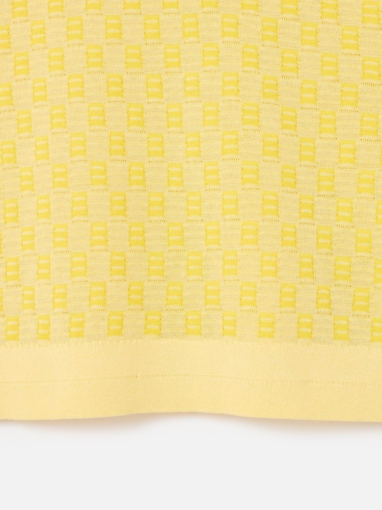 Oliver Bonas Yellow Chequerboard Knitted T-Shirt - Image 5 of 5