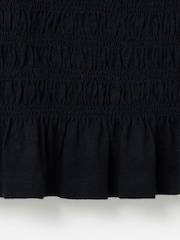 Oliver Bonas Black Shirred Broderie Short Sleeve Top - Image 8 of 8