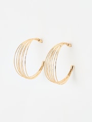 Oliver Bonas Gold Tone Nadia Multi Strand Coloured Hoop Earrings - Image 1 of 5