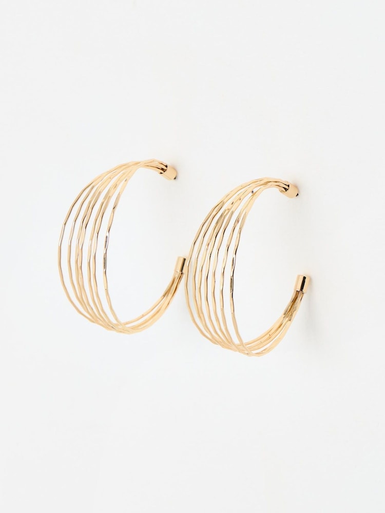 Oliver Bonas Gold Tone Nadia Multi Strand Coloured Hoop Earrings - Image 1 of 5