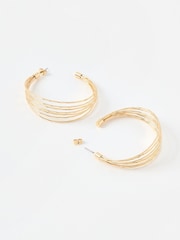 Oliver Bonas Gold Tone Nadia Multi Strand Coloured Hoop Earrings - Image 2 of 5
