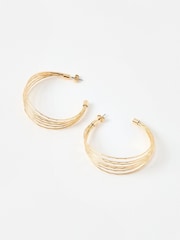 Oliver Bonas Gold Tone Nadia Multi Strand Coloured Hoop Earrings - Image 3 of 5