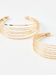 Oliver Bonas Gold Tone Nadia Multi Strand Coloured Hoop Earrings - Image 4 of 5