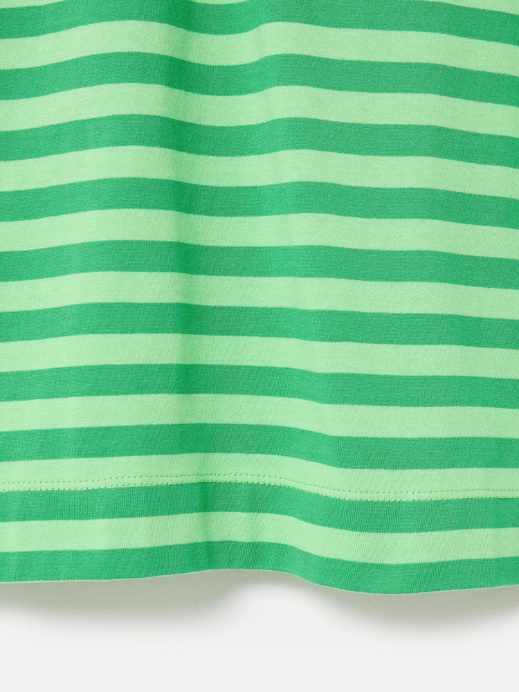Oliver Bonas Green Striped V-Neck 100% Cotton T-Shirt - Image 5 of 5