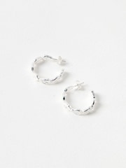 Oliver Bonas Silver Tone Talia Molten Shell Hoop Earrings - Image 1 of 4
