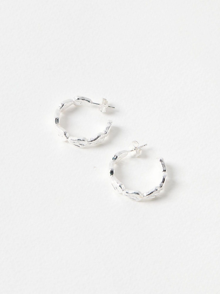 Oliver Bonas Silver Tone Talia Molten Shell Hoop Earrings - Image 1 of 4