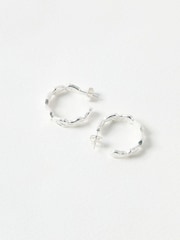 Oliver Bonas Silver Tone Talia Molten Shell Hoop Earrings - Image 2 of 4