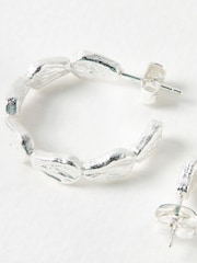 Oliver Bonas Silver Tone Talia Molten Shell Hoop Earrings - Image 3 of 4