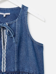 Oliver Bonas Denim Scallop Stitch Sleeveless Midi Dress - Изображение 7 из 8