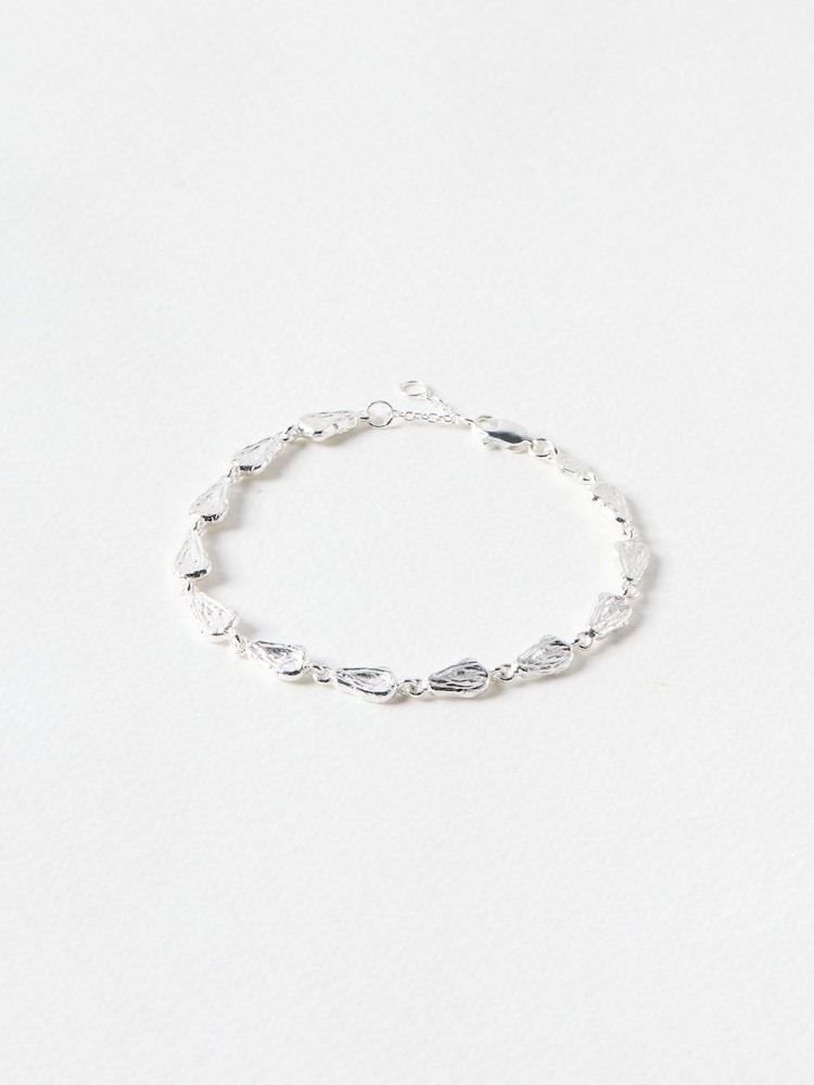 Oliver Bonas Silver Tone Talia Molten Shell Chain Bracelet - Image 1 of 3