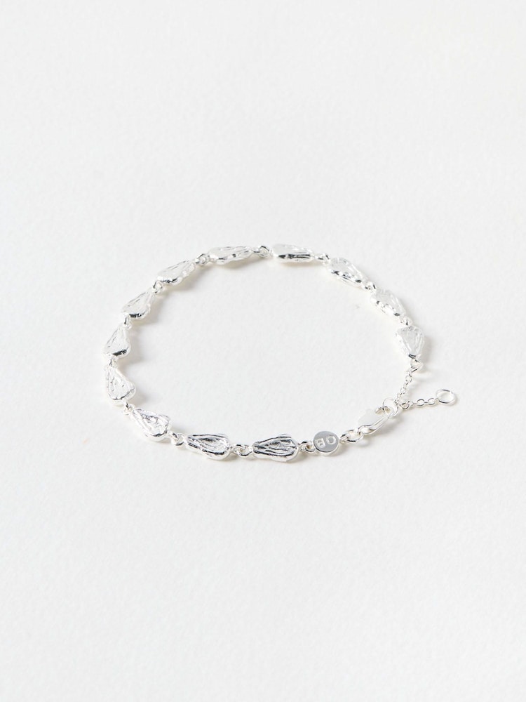 Oliver Bonas Silver Tone Talia Molten Shell Chain Bracelet - Image 2 of 3