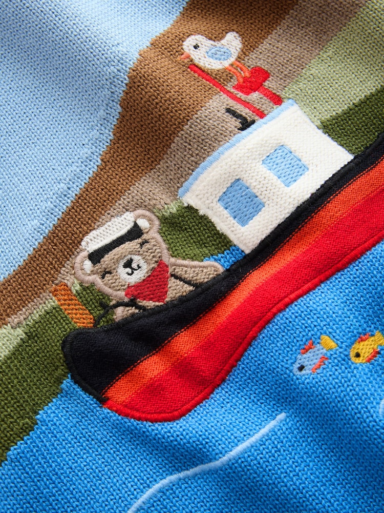 Blue Boat Knitted Crew Neck Jumper (3mths-7yrs) - Image 4 of 4