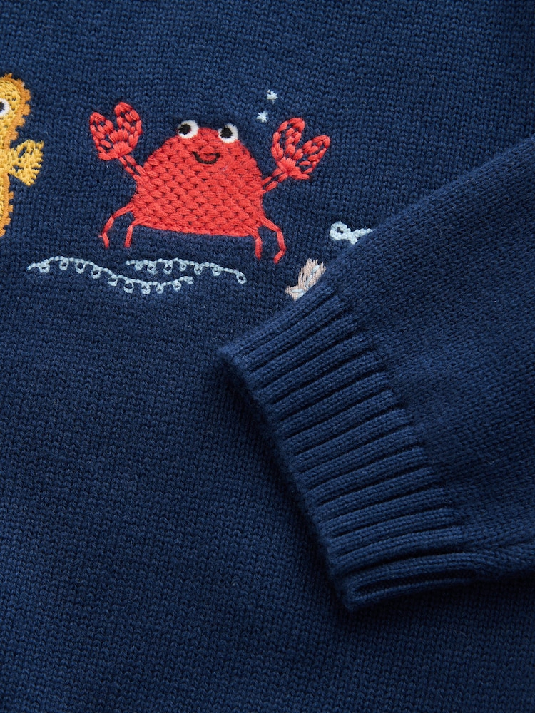Navy Blue Sealife - Character Knitted Crew Neck Jumper (3mths-7yrs) - صورة 6 من 6 Navy Blue Sealife - Character Knitted Crew Neck Jumper (3mths-7yrs) - صورة 6 من 6