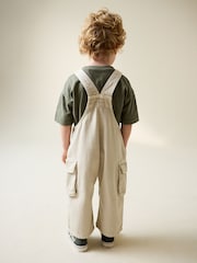 Ecru Twill Woven Cotton Cargo Dungarees (3mths-7yrs) - Image 3 of 7