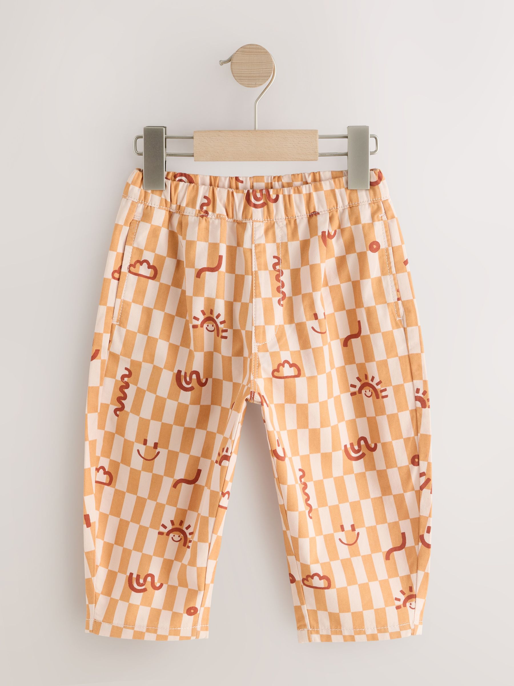 Buy Orange Checkerboard Barrel Pull On Trousers (3mths-7yrs