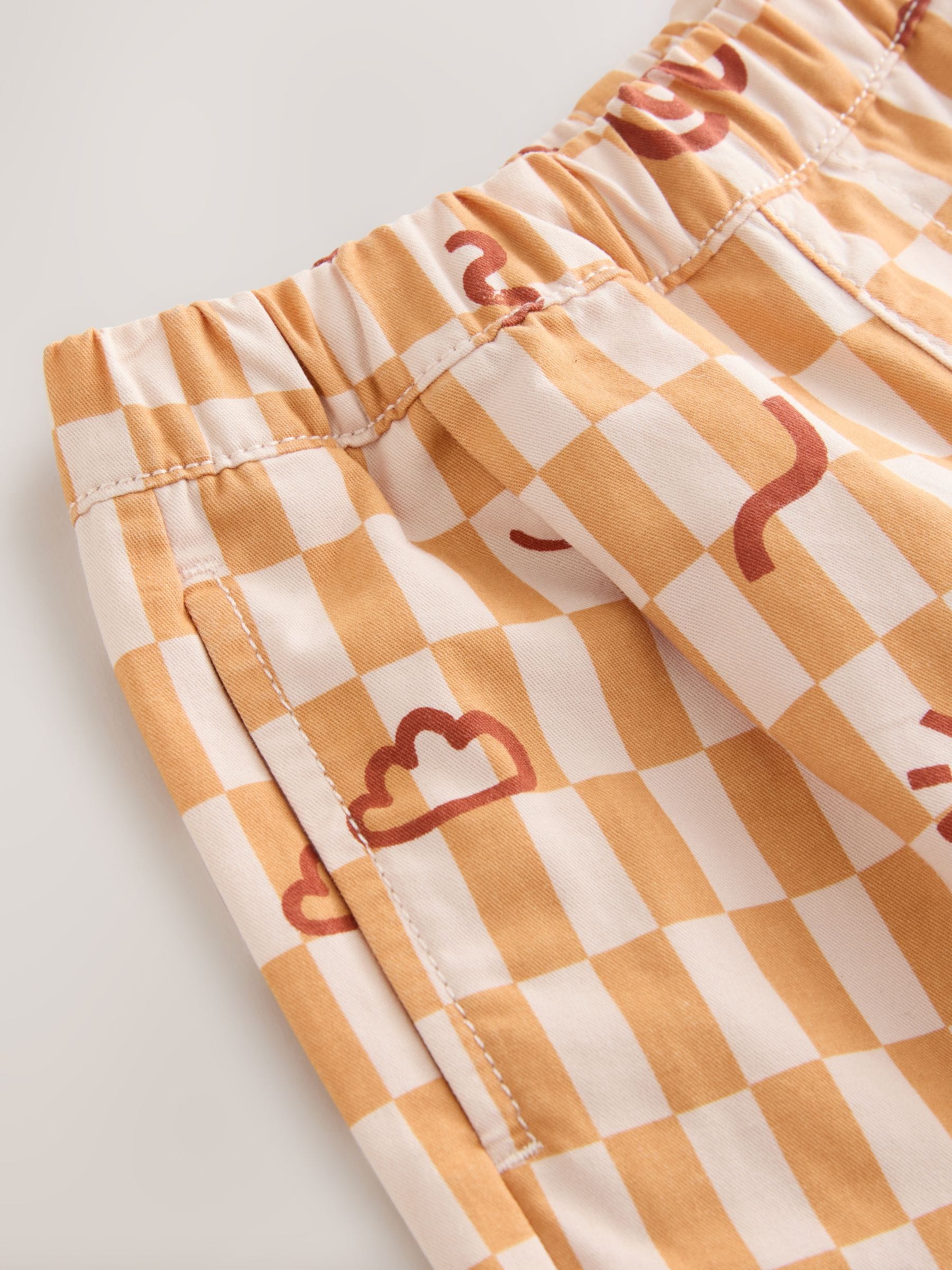 Buy Orange Checkerboard Barrel Pull On Trousers (3mths-7yrs