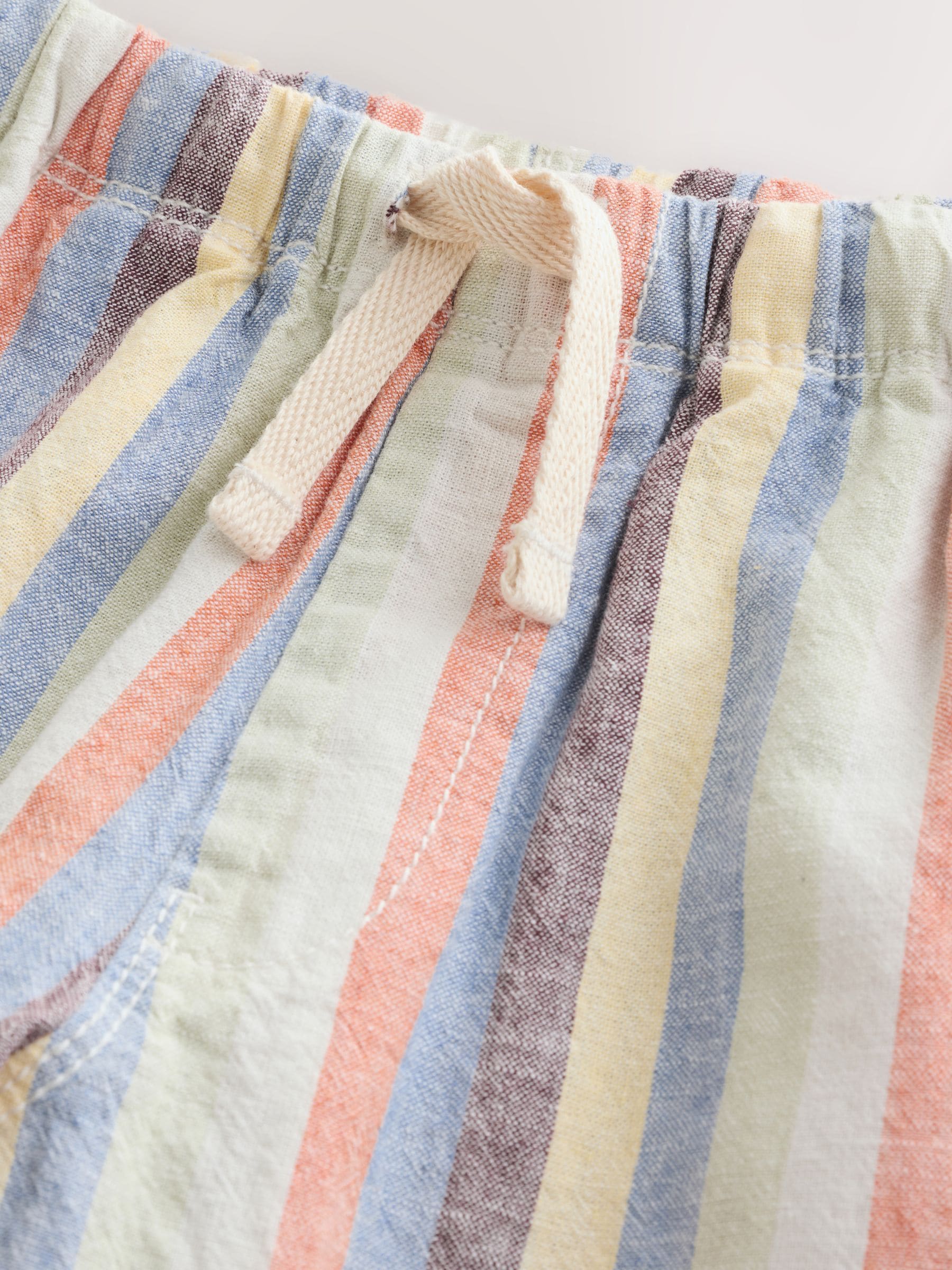 Buy Multi Stripe Wide Fit Linen Blend Pull on Trousers (3mths-7yrs