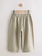 Sage Green Wide Fit Linen Blend Pull on Trousers (3mths-7yrs) - Image 6 of 8