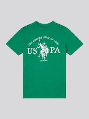 U.S. Polo Assn. Light Green Boys Graphic Print 100% Cotton T-Shirt - Image 1 of 3