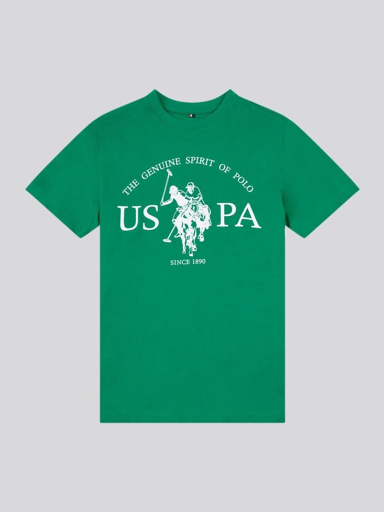 U.S. Polo Assn. Light Green Boys Graphic Print 100% Cotton T-Shirt - Image 1 of 3
