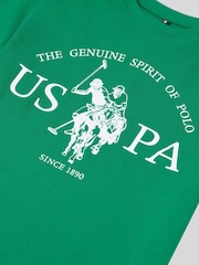 U.S. Polo Assn. Light Green Boys Graphic Print 100% Cotton T-Shirt - Image 3 of 3