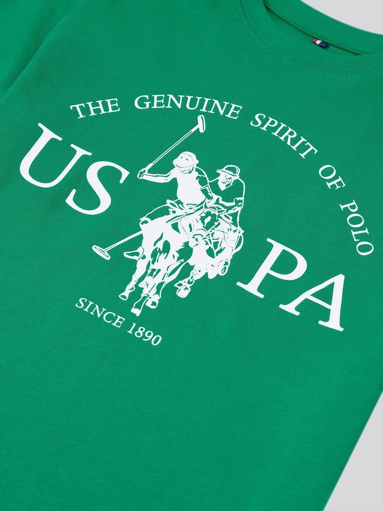 U.S. Polo Assn. Light Green Boys Graphic Print 100% Cotton T-Shirt - Image 3 of 3