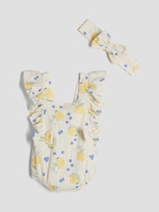 River Island Cream Baby Girls Lemon Occasion Romper - Image 1 of 4