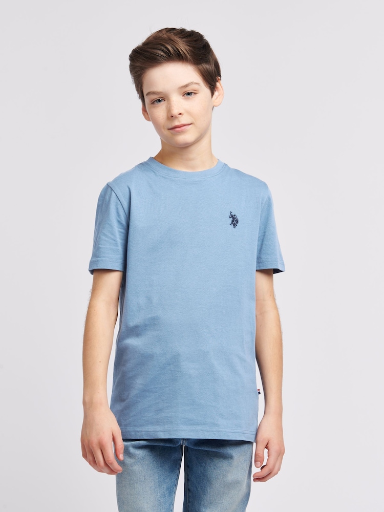 Коралловый с голубым - US Polo Assn. Футболка для мальчиков из 100% хлопка с принтом лошадей - Изображение 1 из 7