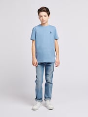 Коралловый с голубым - US Polo Assn. Футболка для мальчиков из 100% хлопка с принтом лошадей - Изображение 3 из 7