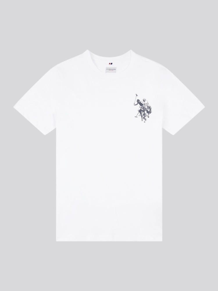 U.S. Polo Assn. White Large Boys Double Horsemen Graphic Print 100% Cotton T-Shirt - Image 1 of 3