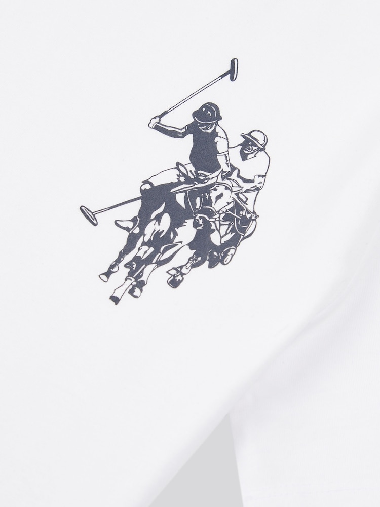U.S. Polo Assn. White Large Boys Double Horsemen Graphic Print 100% Cotton T-Shirt - Image 3 of 3