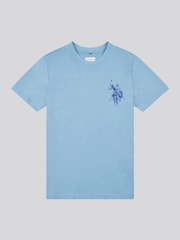 U.S. Polo Assn. Aqua Blue Large Boys Double Horsemen Graphic Print 100% Cotton T-Shirt - Image 1 of 3