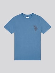 U.S. Polo Assn. Light Blue Large Boys Double Horsemen Graphic Print 100% Cotton T-Shirt - Image 1 of 3