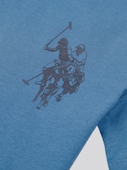 U.S. Polo Assn. Light Blue Large Boys Double Horsemen Graphic Print 100% Cotton T-Shirt - Image 3 of 3