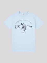 U.S. Polo Assn. Blue Boys Graphic Print 100% Cotton T-Shirt - Image 1 of 3