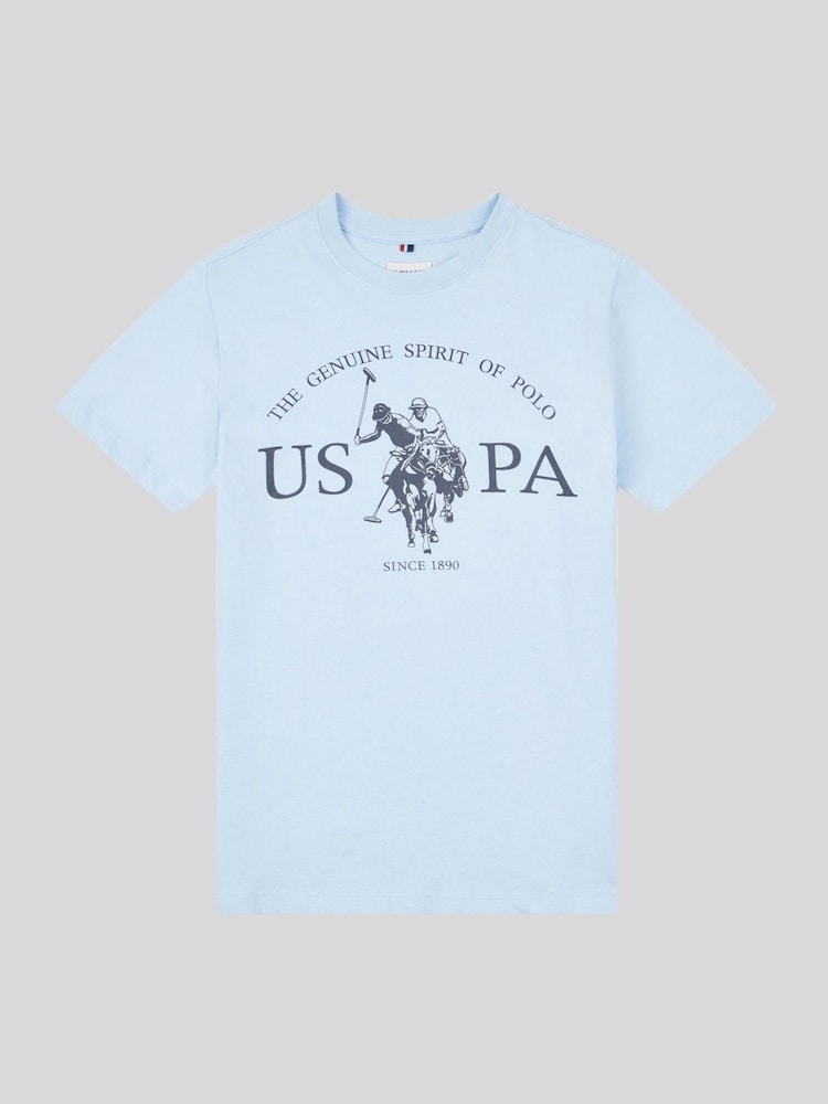 U.S. Polo Assn. Blue Boys Graphic Print 100% Cotton T-Shirt - Image 1 of 3