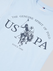 U.S. Polo Assn. Blue Boys Graphic Print 100% Cotton T-Shirt - Image 3 of 3