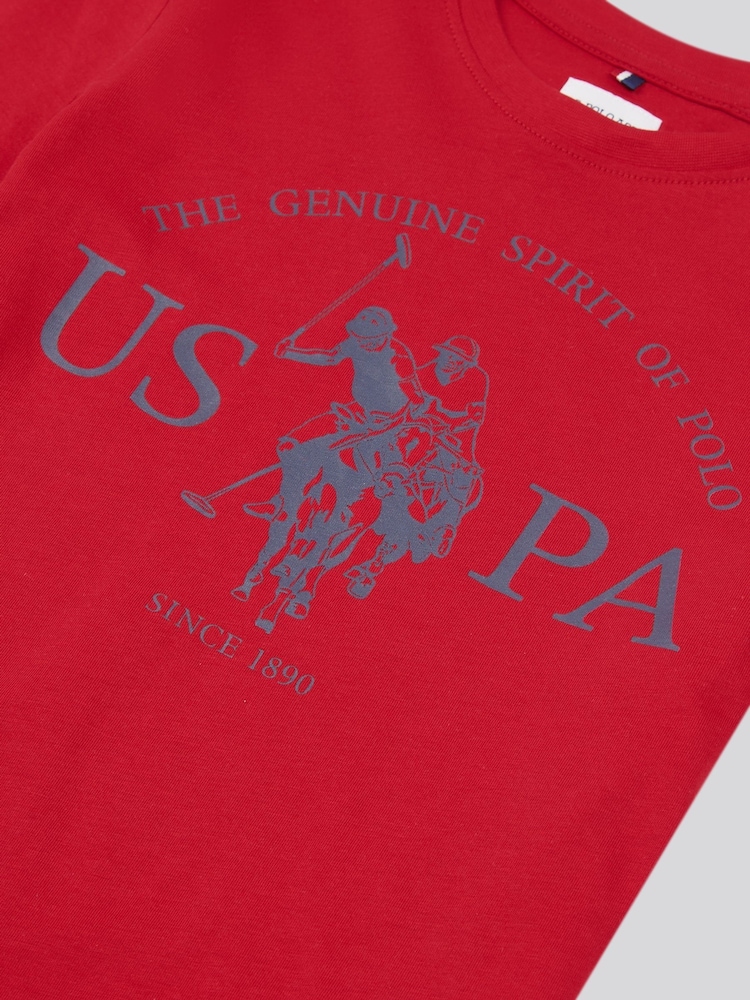 U.S. Polo Assn. Red Boys Graphic Print 100% Cotton T-Shirt - Image 3 of 3